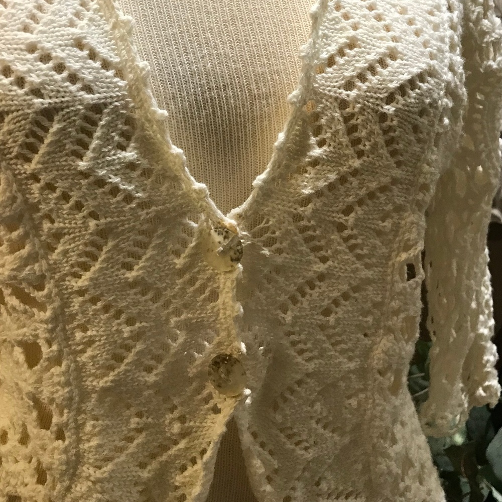 Kenzie 3/4 Sleeve Crochet Button Front Sweater NWT